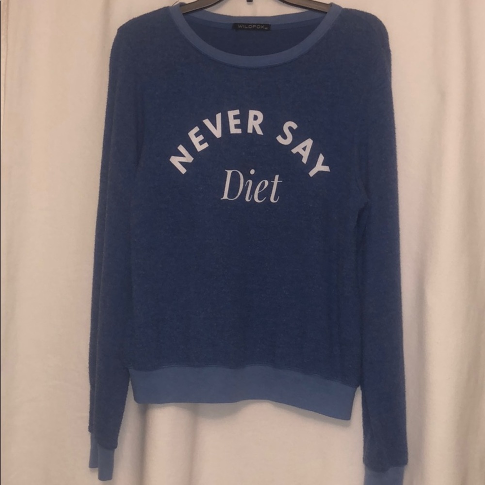 Wildfox Blue “Never Say Diet” Sweater size XS